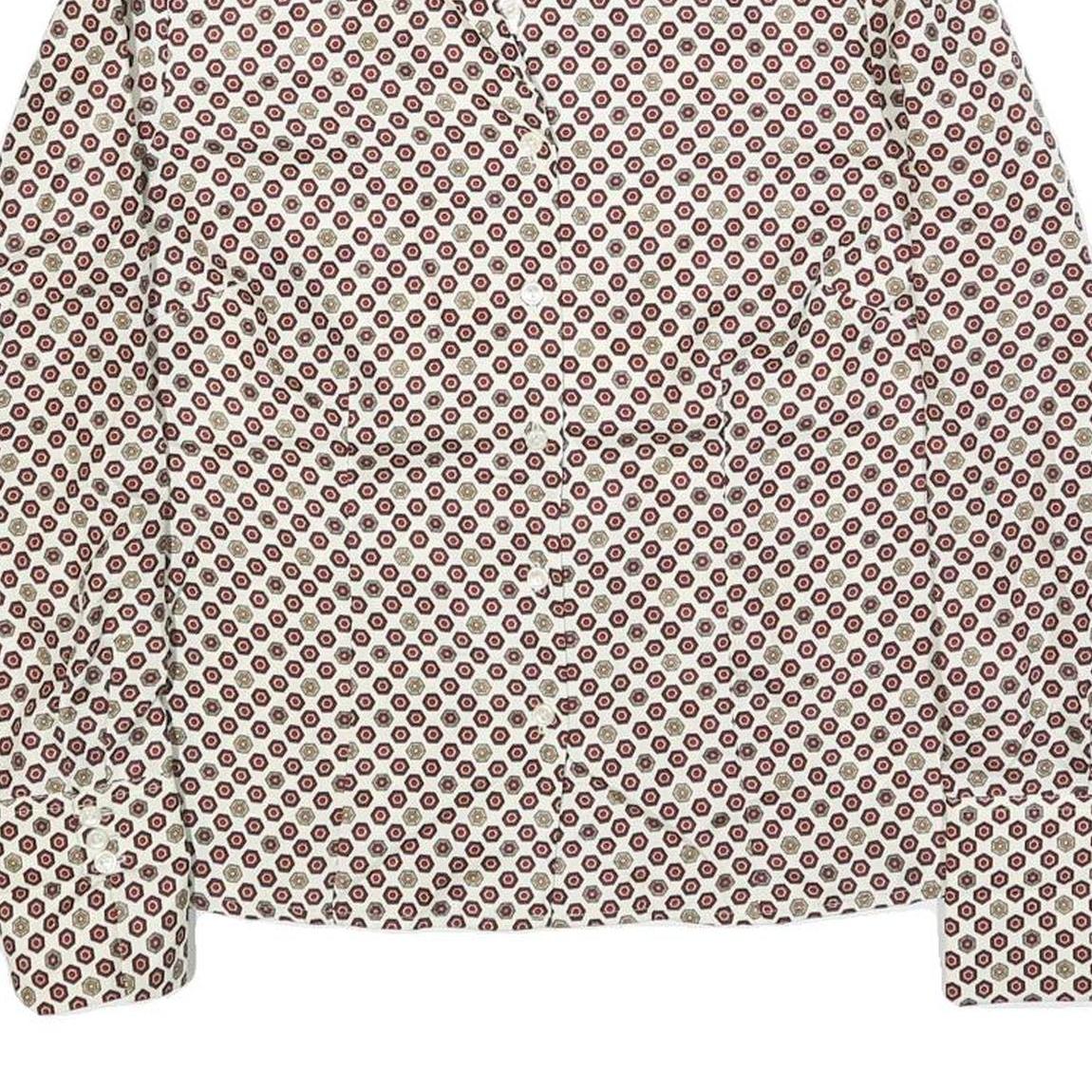 GOOG CLOTHES Womens White & Burgundy Patterned Shirt M Geometric Print Long