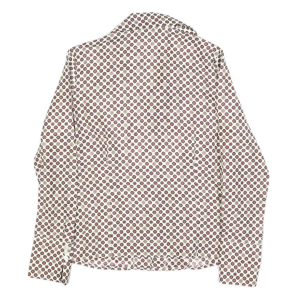 GOOG CLOTHES Womens White & Burgundy Patterned Shirt M Geometric Print Long
