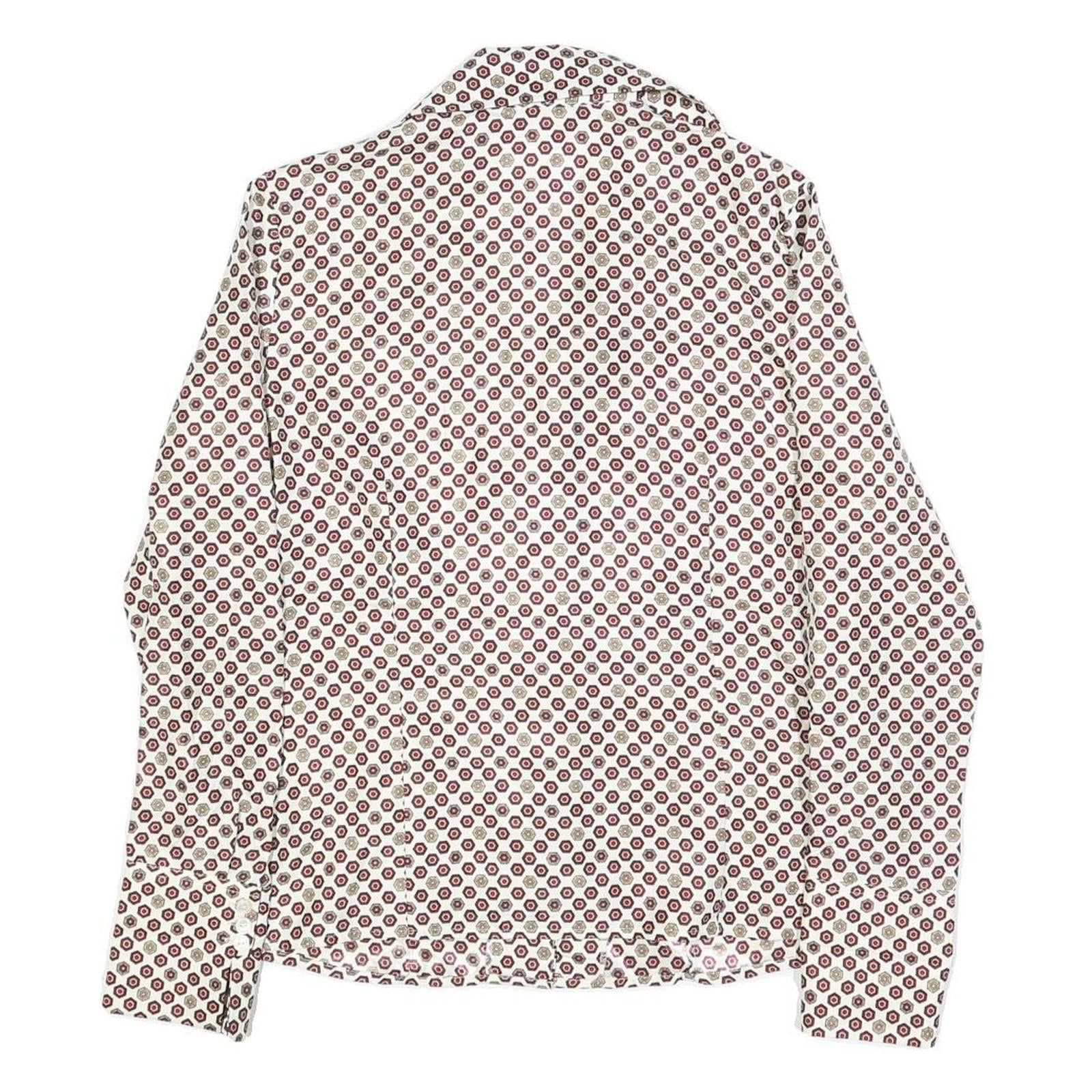 GOOG CLOTHES Womens White & Burgundy Patterned Shirt M Geometric Print Long