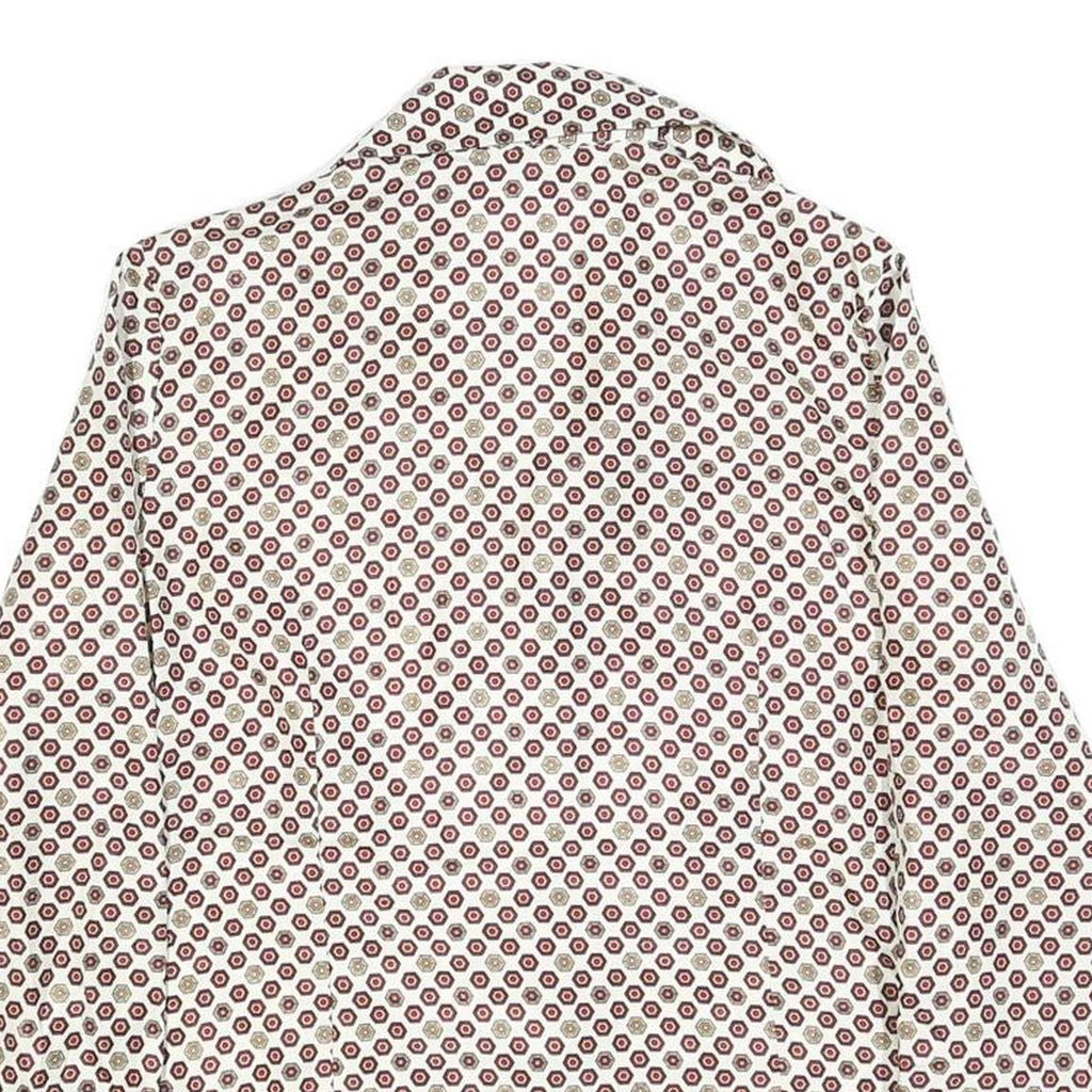 GOOG CLOTHES Womens White & Burgundy Patterned Shirt M Geometric Print Long