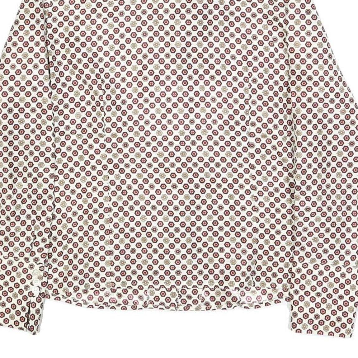 GOOG CLOTHES Womens White & Burgundy Patterned Shirt M Geometric Print Long