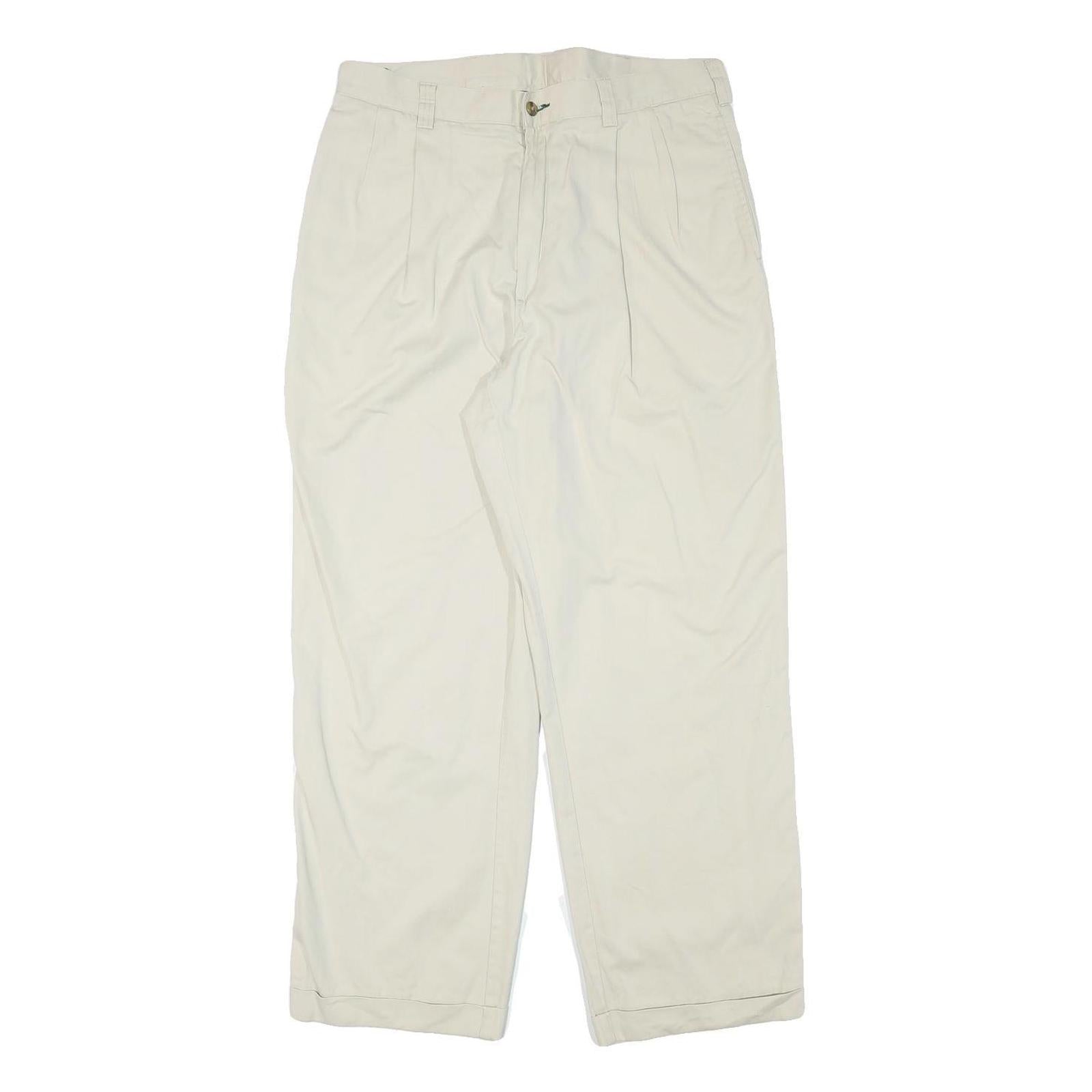 TOMMY HILFIGER Mens Cotton Blend Beige Relaxed Straight Trousers W32 L29 Casual