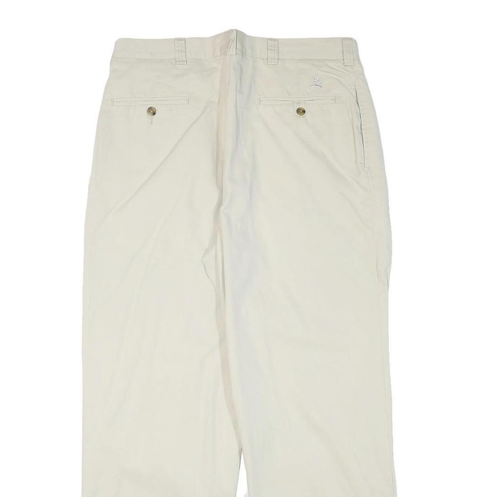 TOMMY HILFIGER Mens Cotton Blend Beige Relaxed Straight Trousers W32 L29 Casual