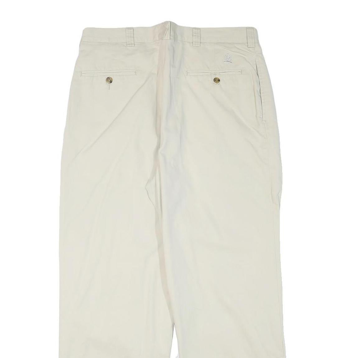 TOMMY HILFIGER Mens Cotton Blend Beige Relaxed Straight Trousers W32 L29 Casual