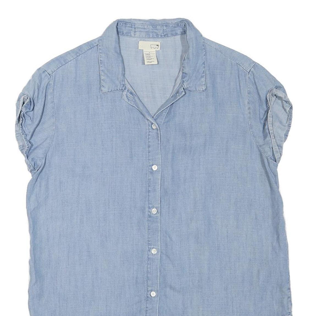 LEVI'S Womens Blue Cotton Blend Shirt M Lightweight Casual Button-Up Summer