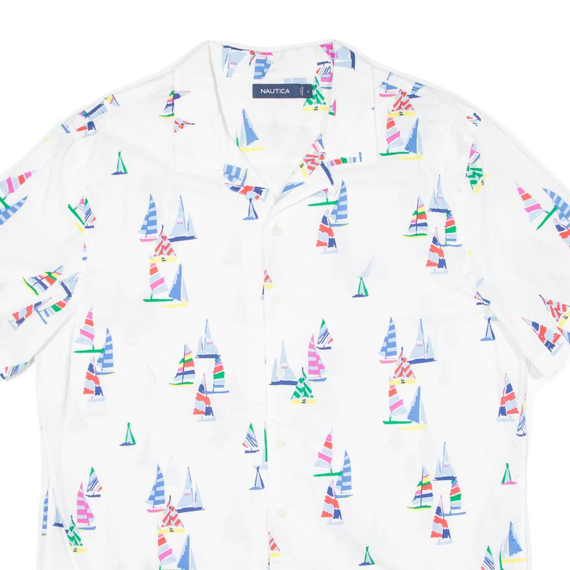 NAUTICA Boats Mens Shirt White L