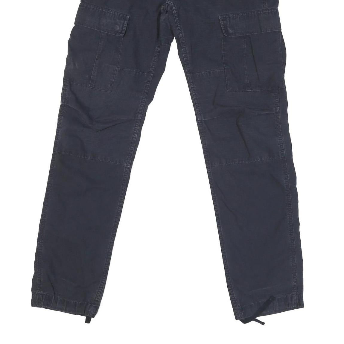 CARHARTT Mens Cotton Blend Navy Regular Cargo Trousers W29 L32 Workwear Zip