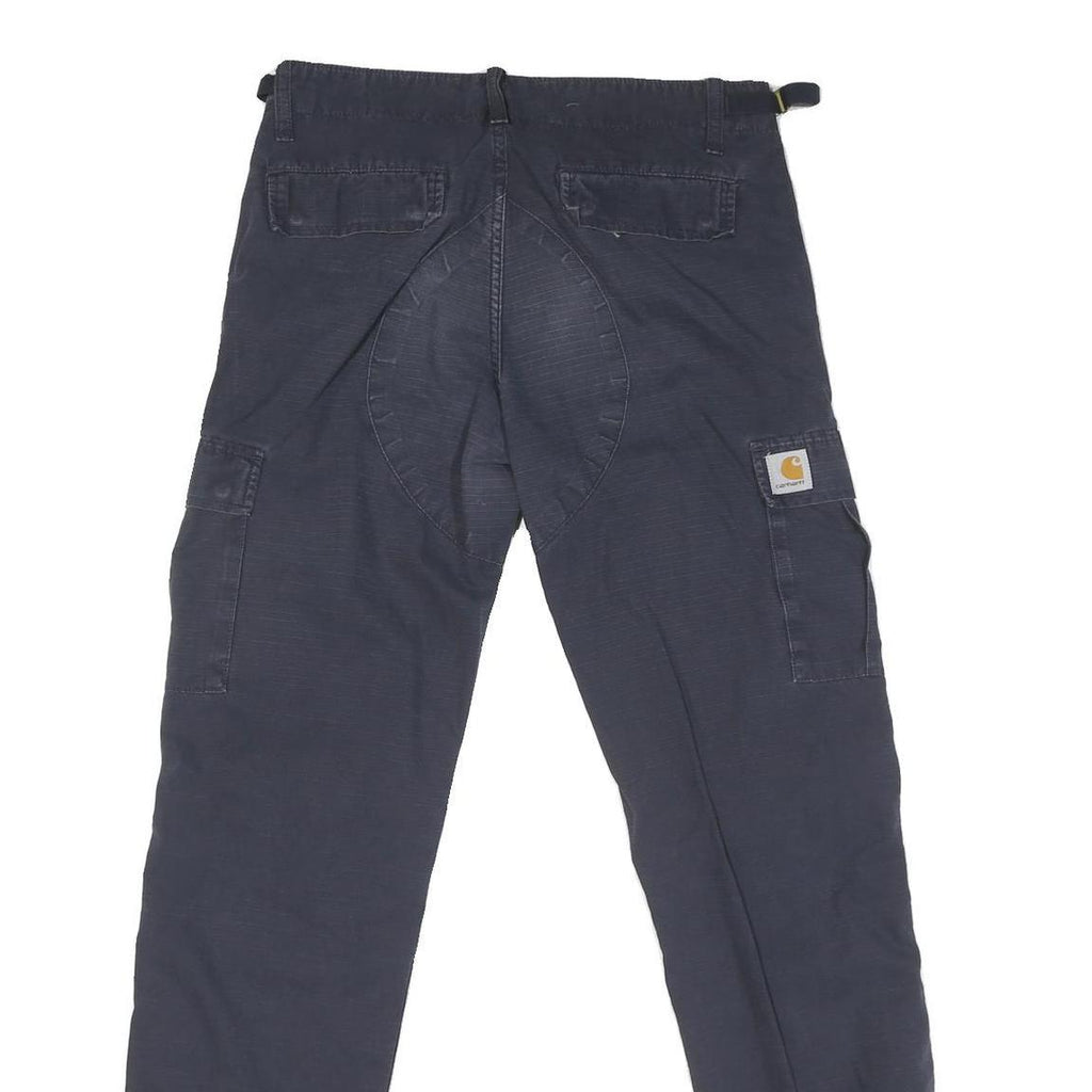 CARHARTT Mens Cotton Blend Navy Regular Cargo Trousers W29 L32 Workwear Zip