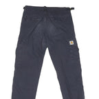 CARHARTT Mens Cotton Blend Navy Regular Cargo Trousers W29 L32 Workwear Zip