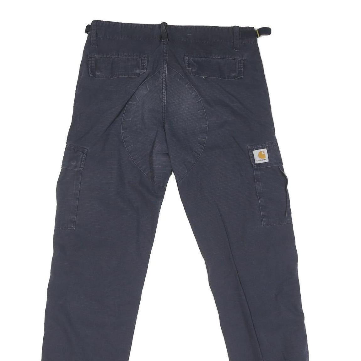 CARHARTT Mens Cotton Blend Navy Regular Cargo Trousers W29 L32 Workwear Zip