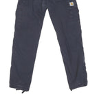 CARHARTT Mens Cotton Blend Navy Regular Cargo Trousers W29 L32 Workwear Zip