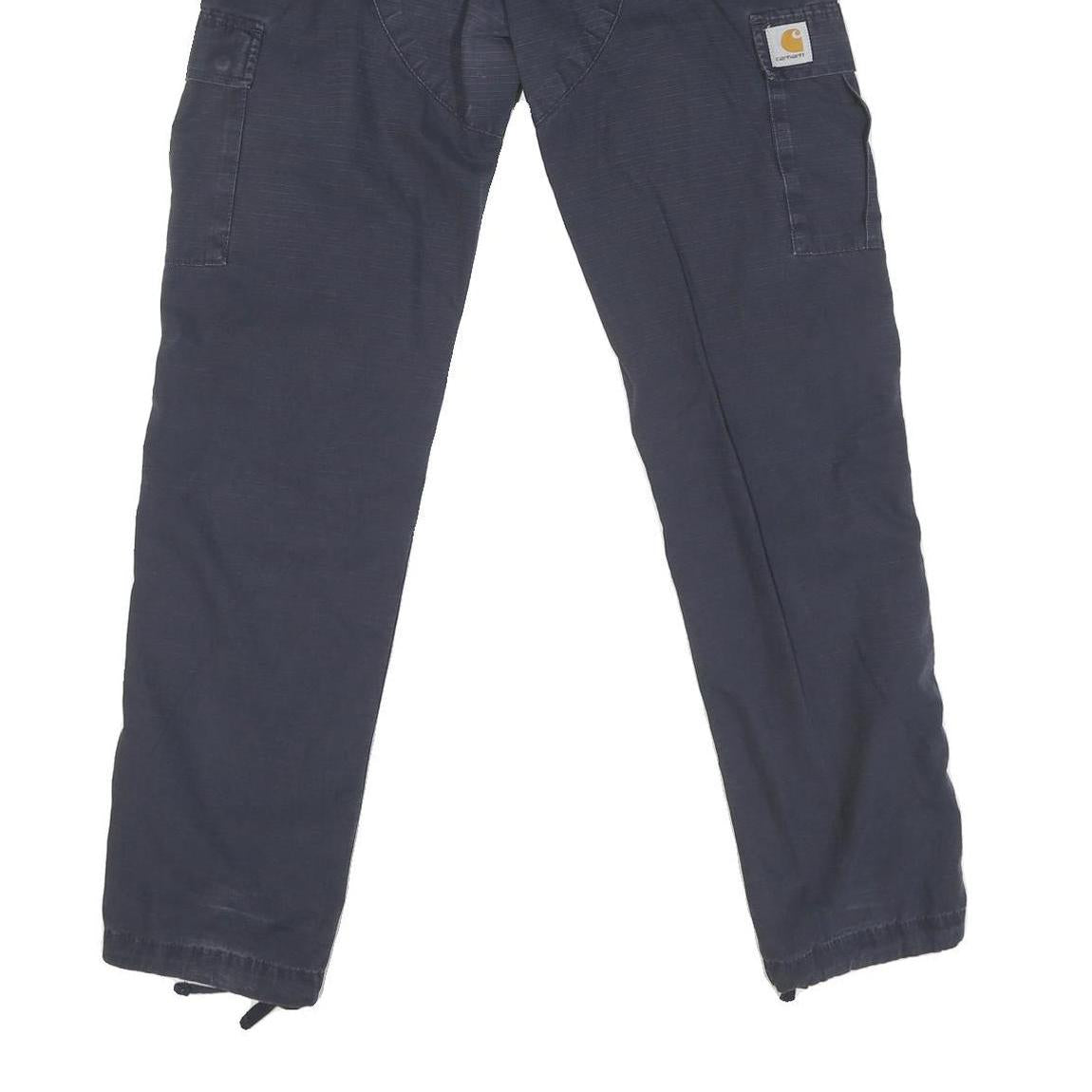 CARHARTT Mens Cotton Blend Navy Regular Cargo Trousers W29 L32 Workwear Zip