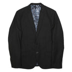 & SONS Mens Black Jacket M Polyester Blend Plain Button Closure Stylish Tailored
