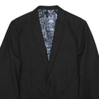 & SONS Mens Black Jacket M Polyester Blend Plain Button Closure Stylish Tailored