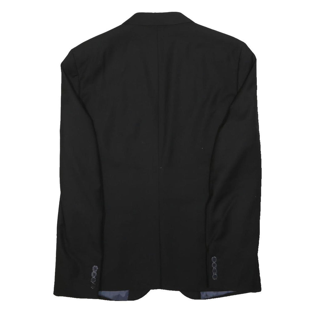 & SONS Mens Black Jacket M Polyester Blend Plain Button Closure Stylish Tailored