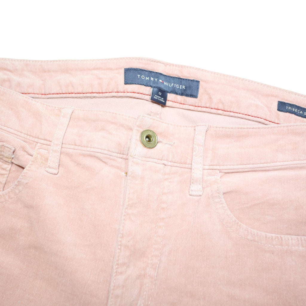 TOMMY HILFIGER Womens Corduroy Pink Regular Fit Skinny Trousers W32 L26