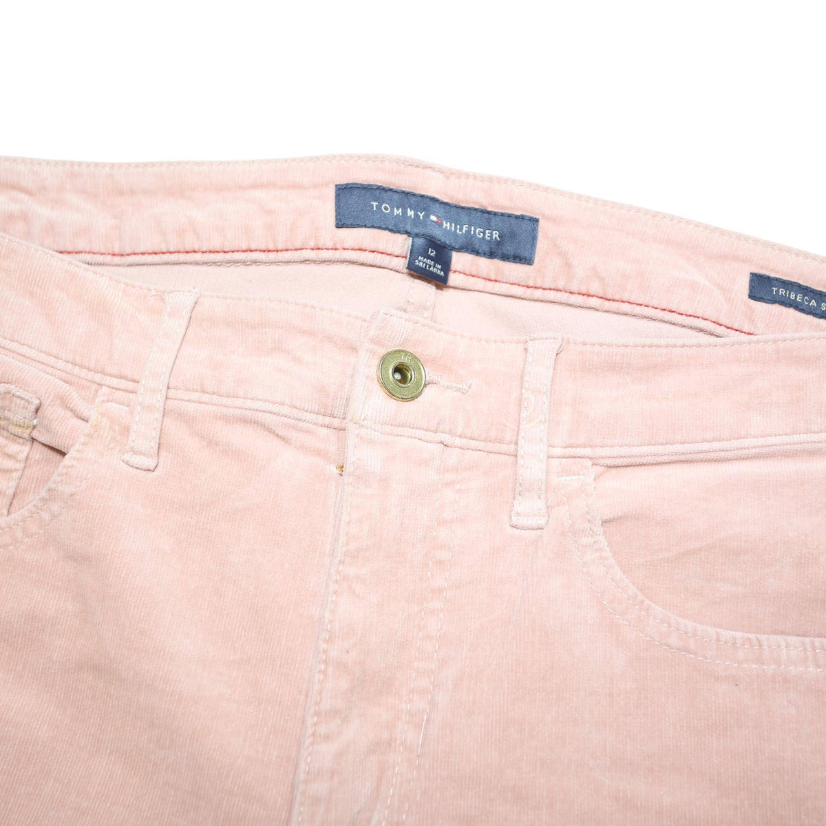 TOMMY HILFIGER Womens Corduroy Pink Regular Fit Skinny Trousers W32 L26