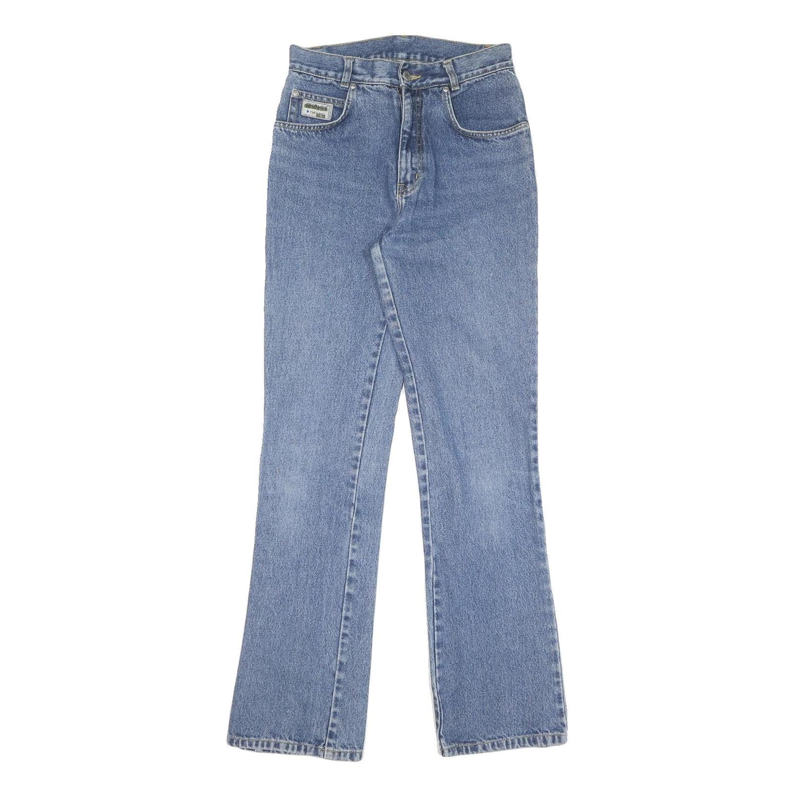 Womens Blue Regular Fit Straight Cotton Denim Jeans W28 L32 Classic Zip Closure