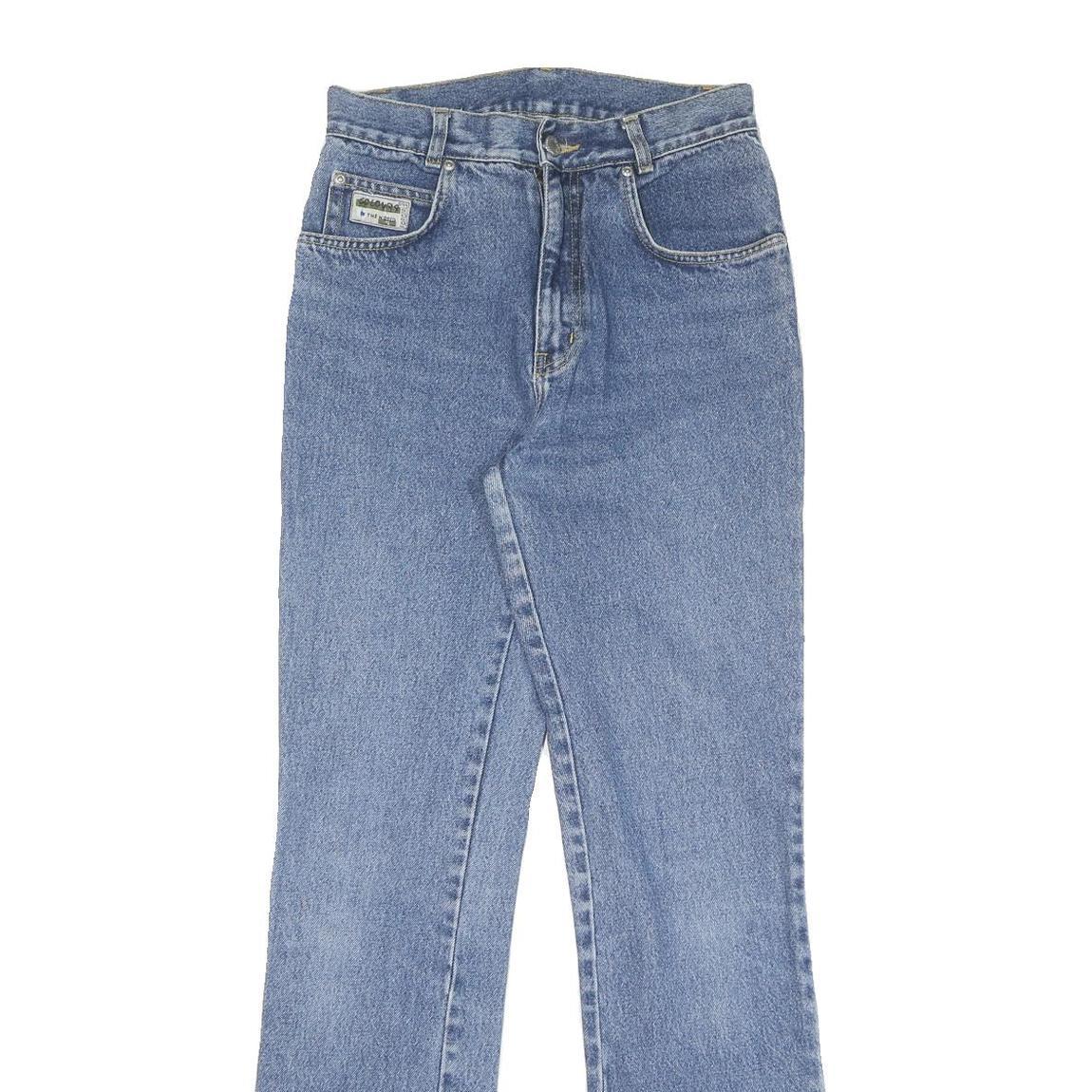 Womens Blue Regular Fit Straight Cotton Denim Jeans W28 L32 Classic Zip Closure