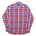TOMMY HILFIGER Mens Red & Blue Check Shirt L Button-Down Long Sleeve Casual