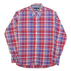 TOMMY HILFIGER Mens Red & Blue Check Shirt L Button-Down Long Sleeve Casual