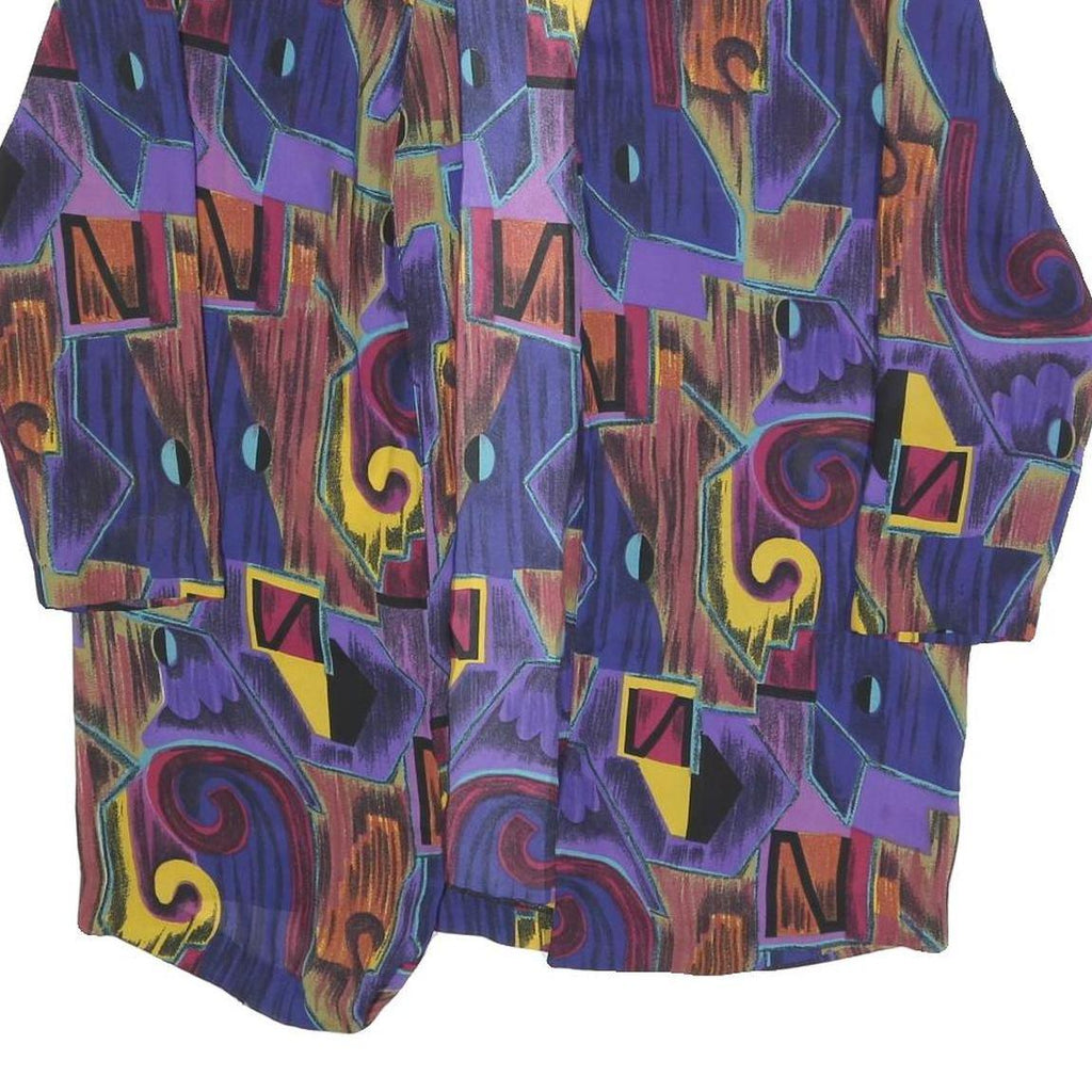 CAMI Womens Purple Printed Oversized Long Sleeve Round Neck Top L Colourful