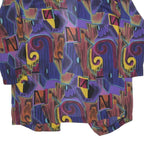 CAMI Womens Purple Printed Oversized Long Sleeve Round Neck Top L Colourful