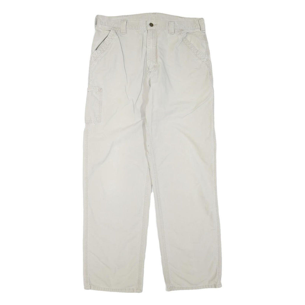 CARHARTT Mens Beige Cotton Blend Regular Straight Trousers W36 L32 Workwear