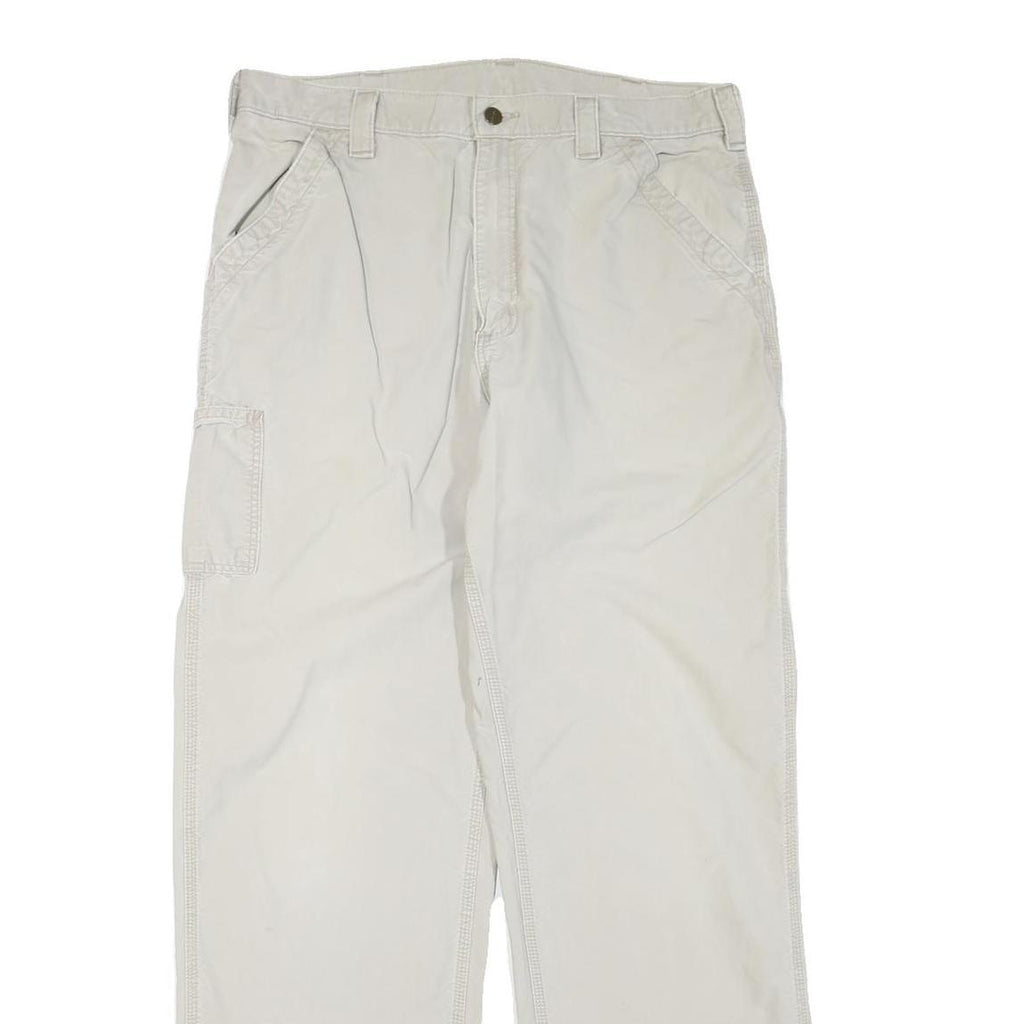 CARHARTT Mens Beige Cotton Blend Regular Straight Trousers W36 L32 Workwear