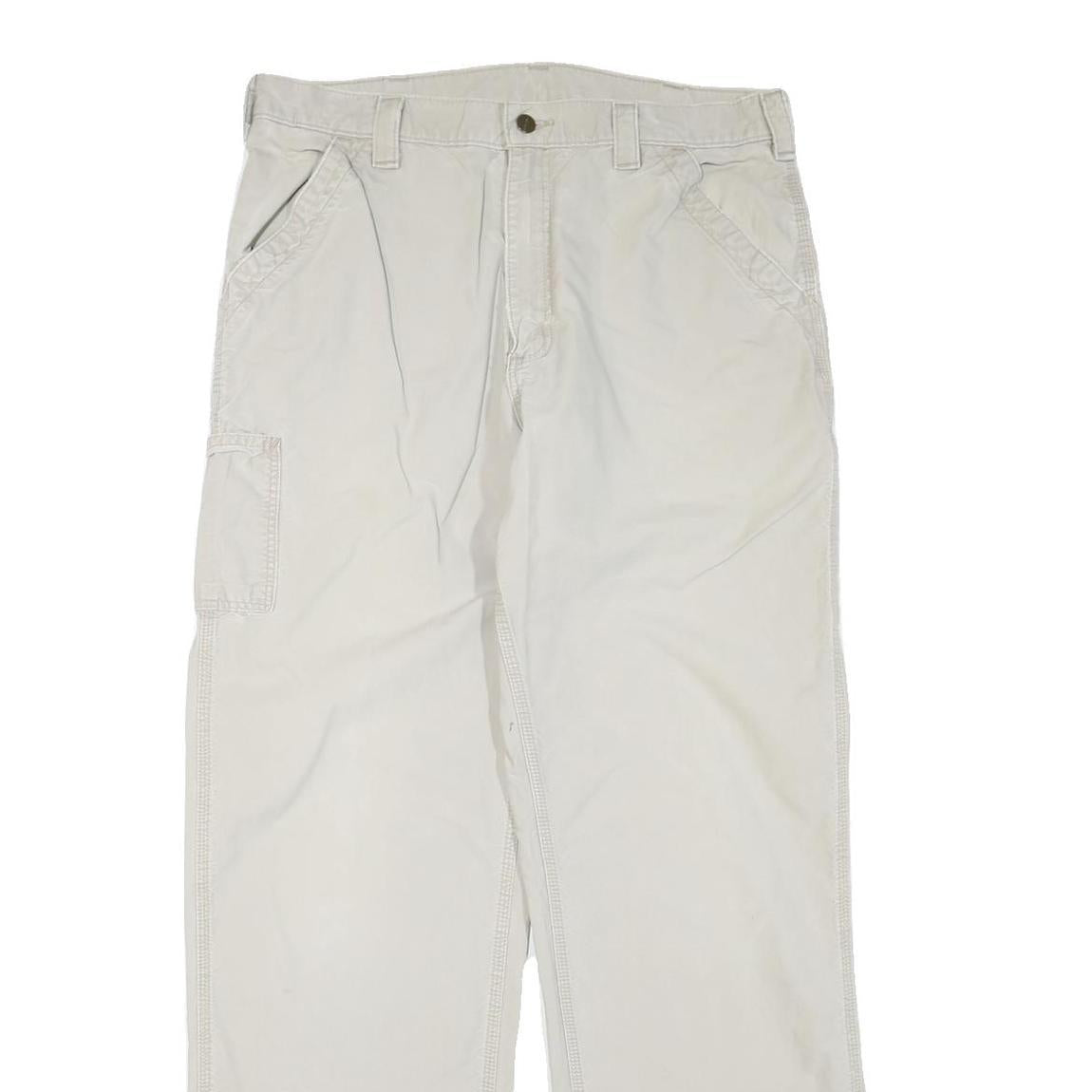 CARHARTT Mens Beige Cotton Blend Regular Straight Trousers W36 L32 Workwear