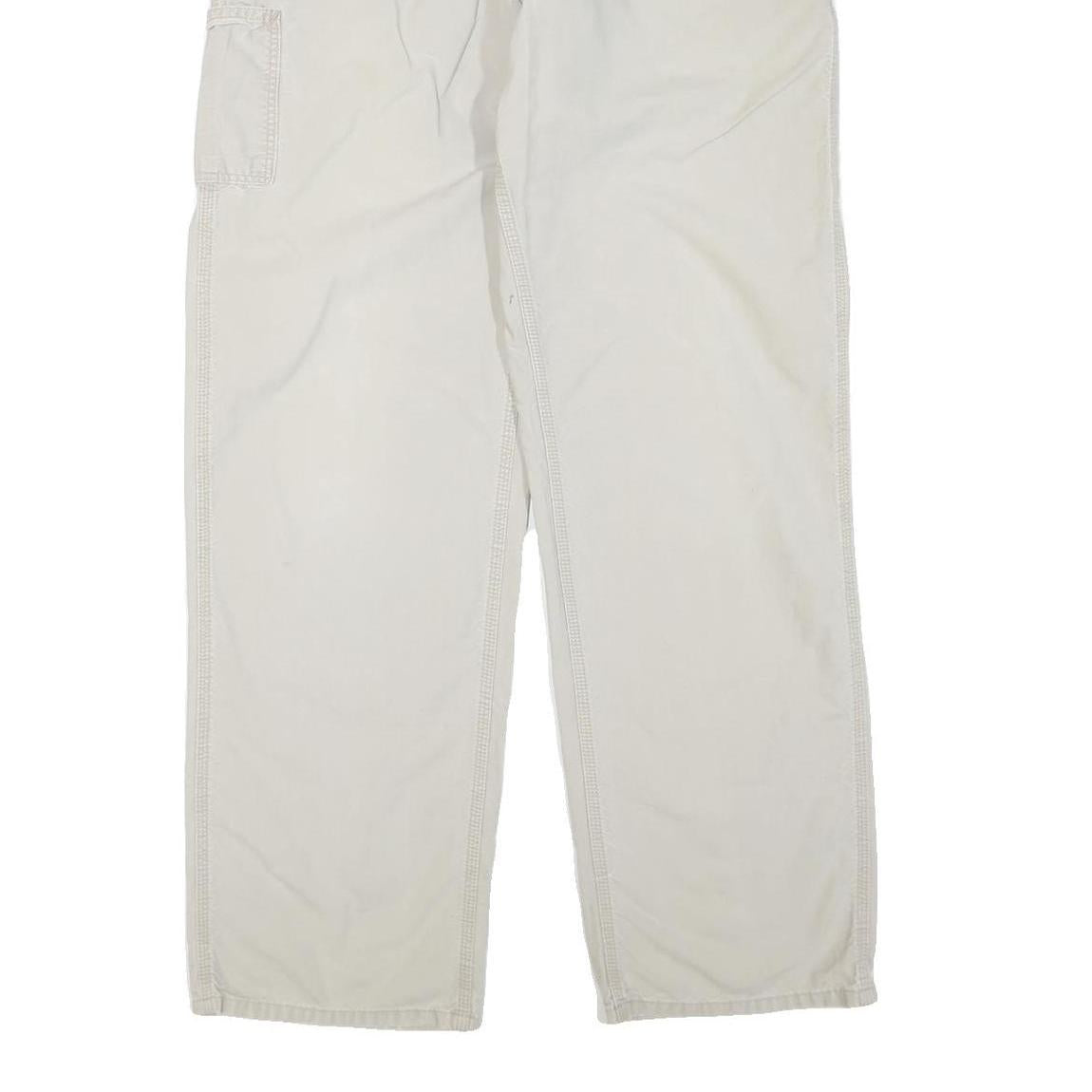 CARHARTT Mens Beige Cotton Blend Regular Straight Trousers W36 L32 Workwear