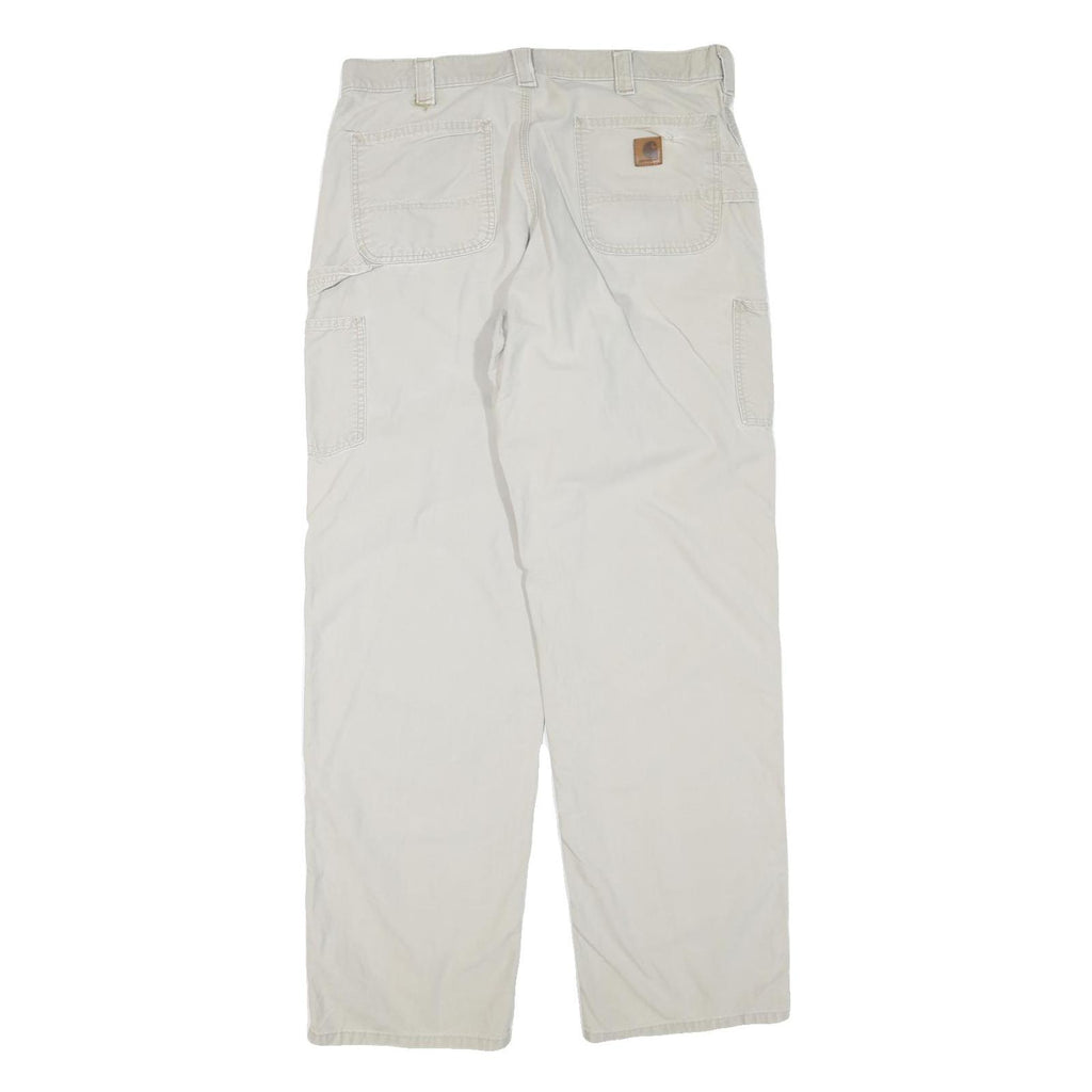 CARHARTT Mens Beige Cotton Blend Regular Straight Trousers W36 L32 Workwear