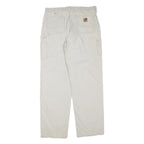 CARHARTT Mens Beige Cotton Blend Regular Straight Trousers W36 L32 Workwear