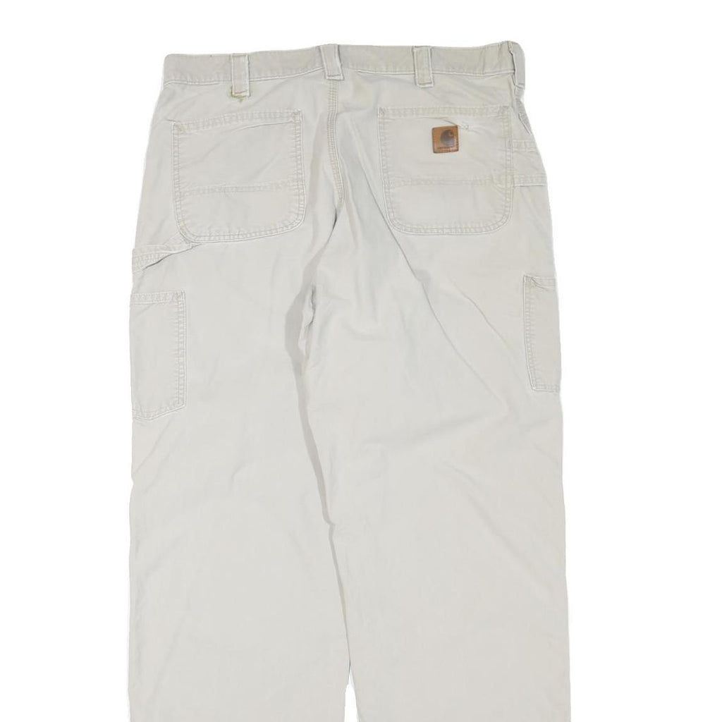 CARHARTT Mens Beige Cotton Blend Regular Straight Trousers W36 L32 Workwear