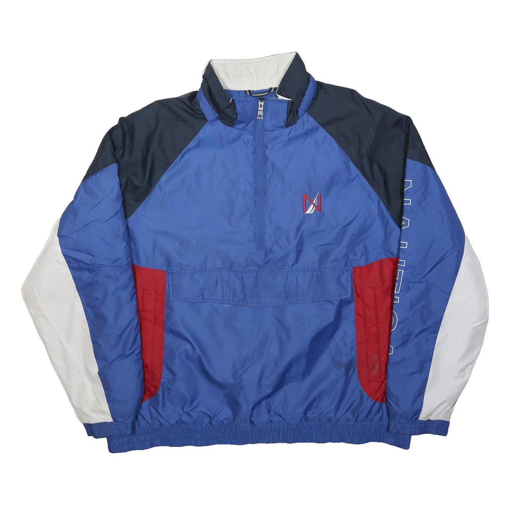 NAUTICA Mens Blue Black Red White 2XL Polyester Zip Jacket Flag Graphic