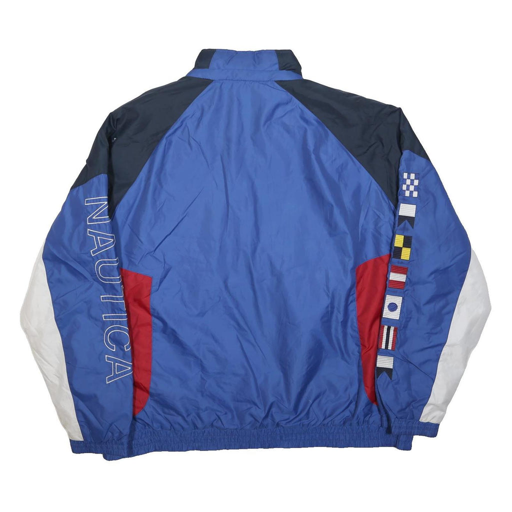 NAUTICA Mens Blue Black Red White 2XL Polyester Zip Jacket Flag Graphic