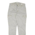 H&M Womens Slim Fit Beige Cargo Trousers W29 L29 Cotton Blend Zip Pockets