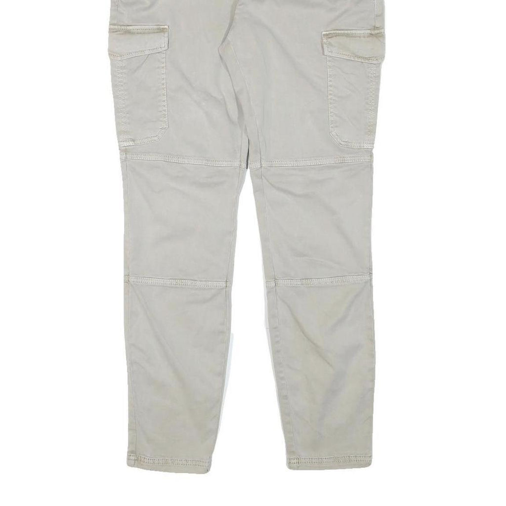 H&M Womens Slim Fit Beige Cargo Trousers W29 L29 Cotton Blend Zip Pockets