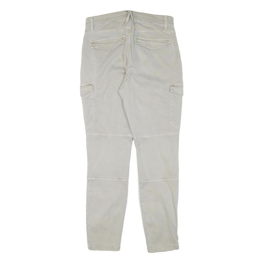 H&M Womens Slim Fit Beige Cargo Trousers W29 L29 Cotton Blend Zip Pockets