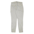 H&M Womens Slim Fit Beige Cargo Trousers W29 L29 Cotton Blend Zip Pockets