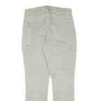 H&M Womens Slim Fit Beige Cargo Trousers W29 L29 Cotton Blend Zip Pockets