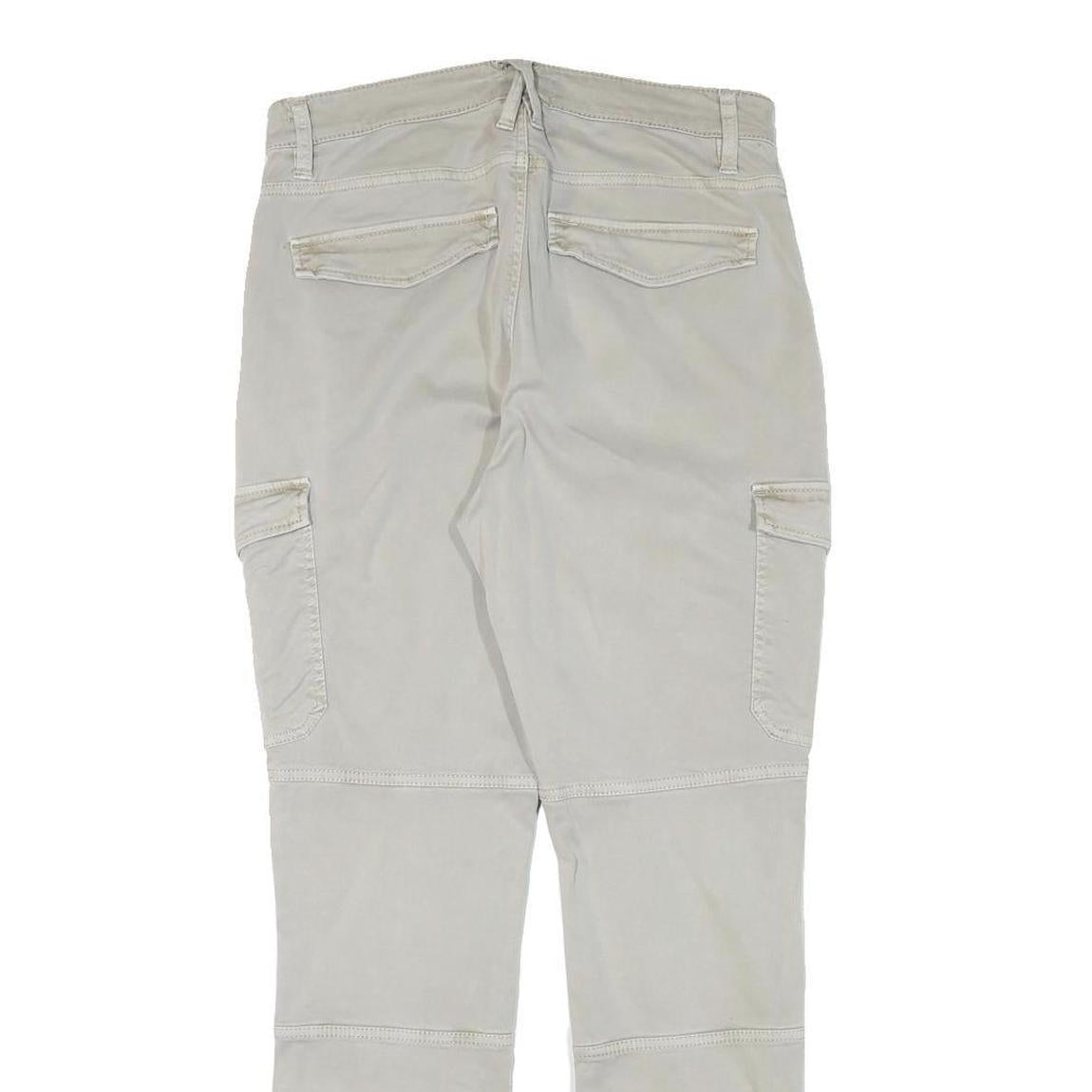 H&M Womens Slim Fit Beige Cargo Trousers W29 L29 Cotton Blend Zip Pockets