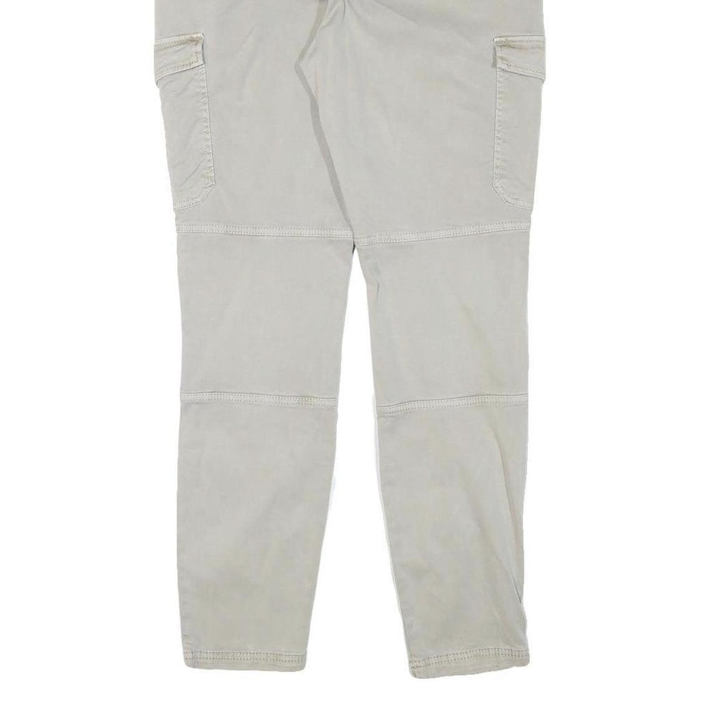 H&M Womens Slim Fit Beige Cargo Trousers W29 L29 Cotton Blend Zip Pockets