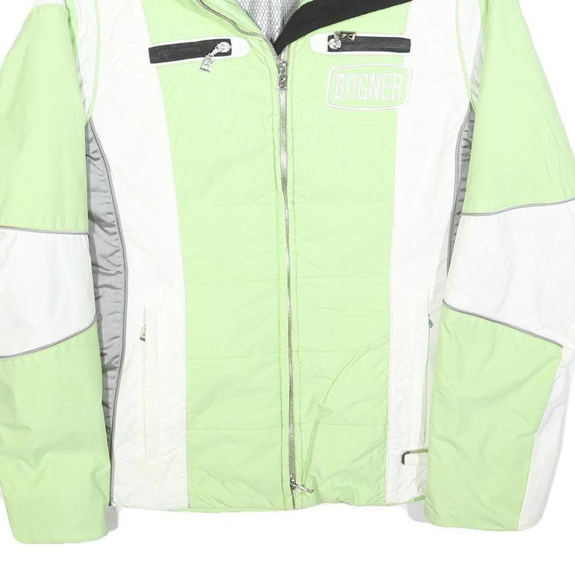 BOGNER Womens Green & White Polyester Blend Zip Jacket S Sports Outerwear