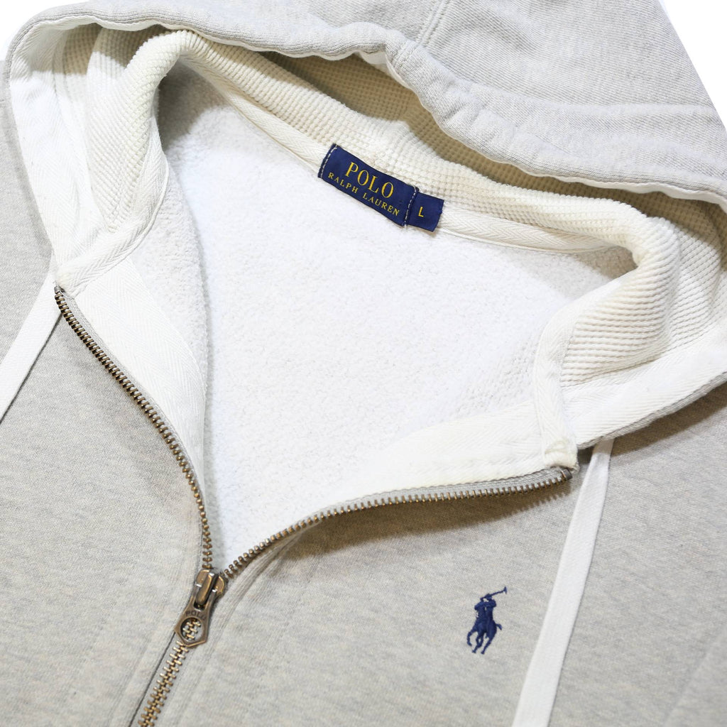 POLO RALPH LAUREN Mens Grey Hoodie L Full Zip Cotton Hooded Sweatshirt