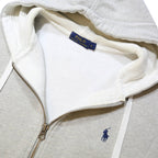 POLO RALPH LAUREN Mens Grey Hoodie L Full Zip Cotton Hooded Sweatshirt