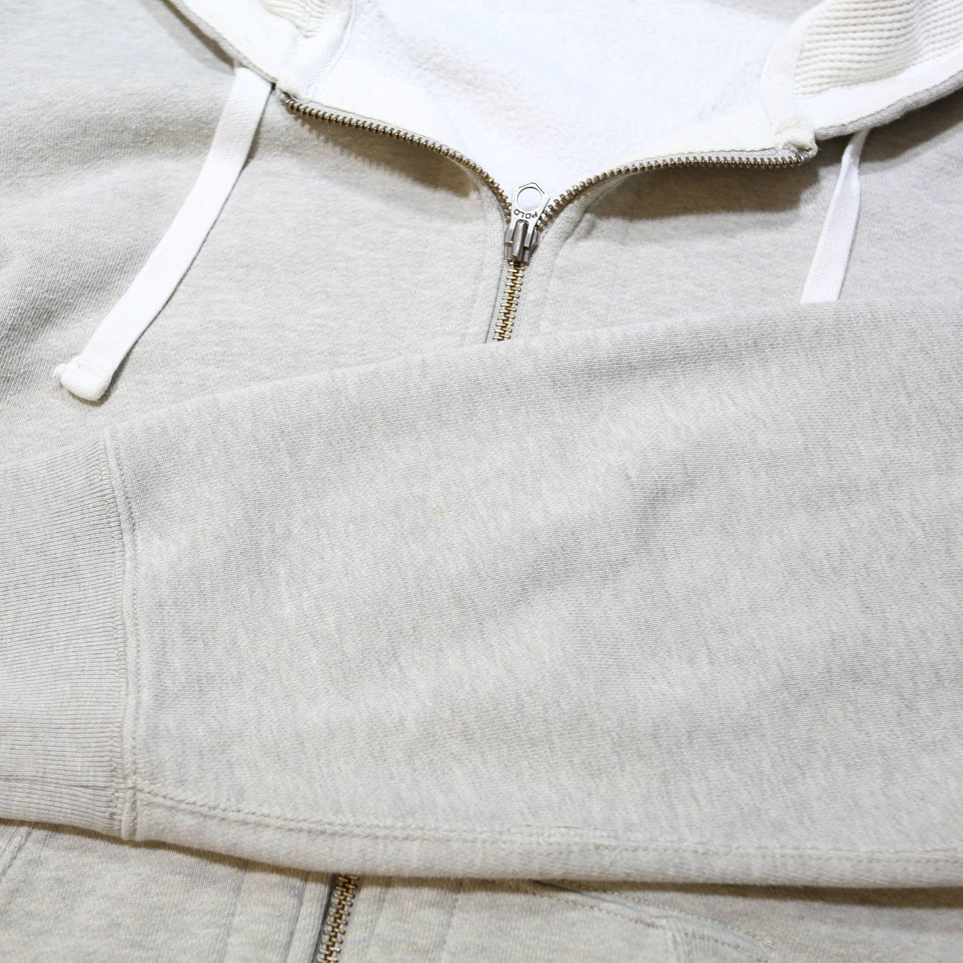 POLO RALPH LAUREN Mens Grey Hoodie L Full Zip Cotton Hooded Sweatshirt