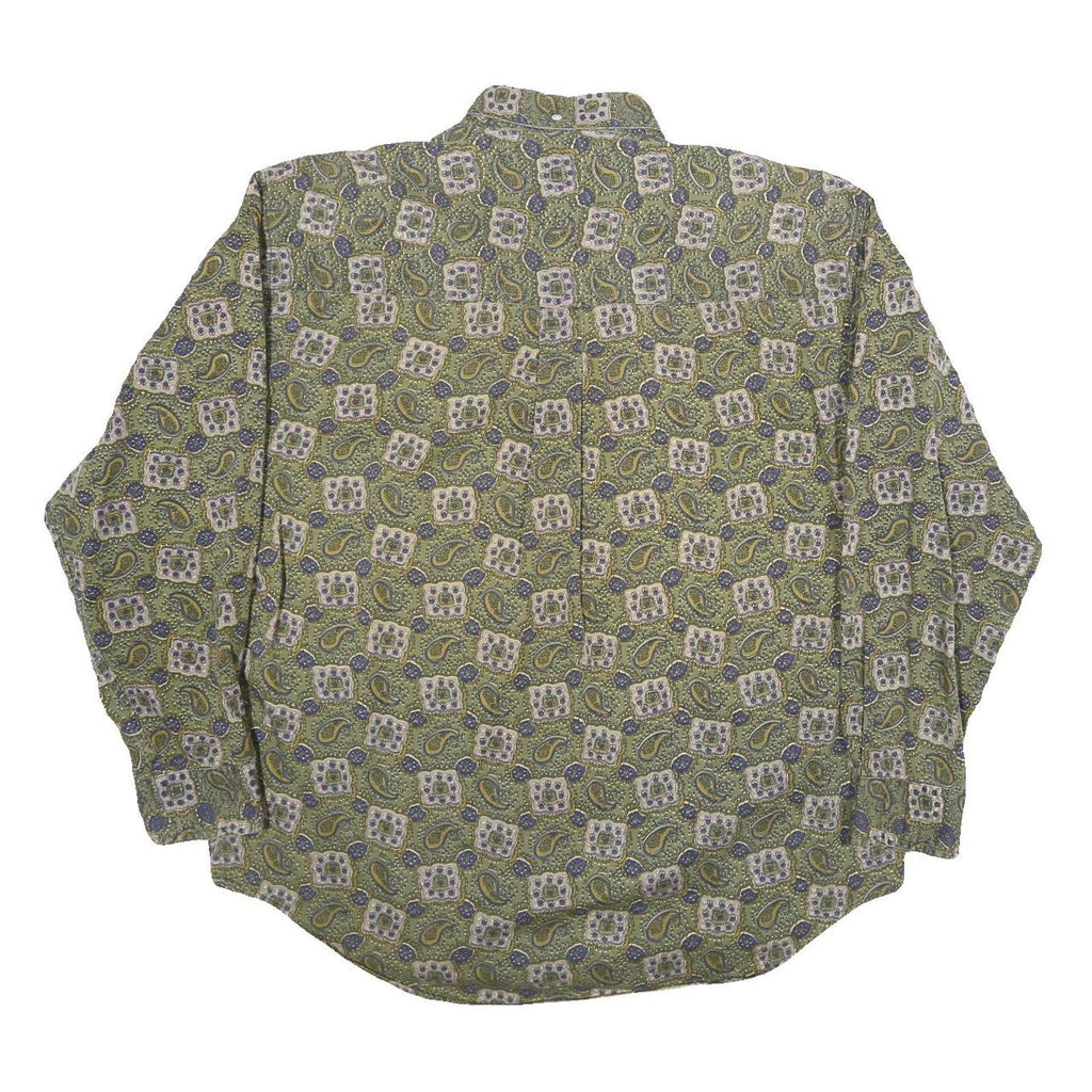 SALTY DOG Mens Green Paisley Pattern Cotton Shirt M Long Sleeve Button Collar