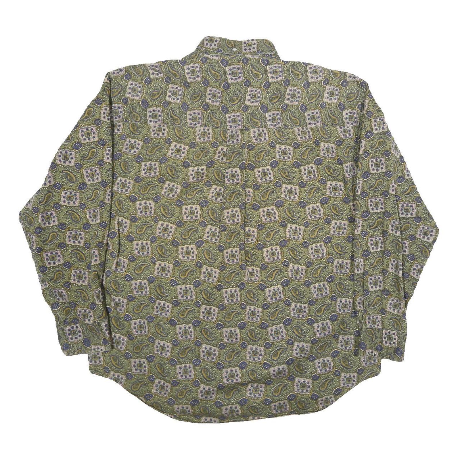 SALTY DOG Mens Green Paisley Pattern Cotton Shirt M Long Sleeve Button Collar