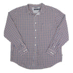 NAUTICA Mens Blue & Red Checked Shirt XL Classic Cotton Blend Long Sleeve Button